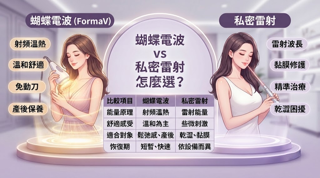 蝴蝶電波 vs 私密雷射怎麼選?原理、適合對象、療程差異完整比較