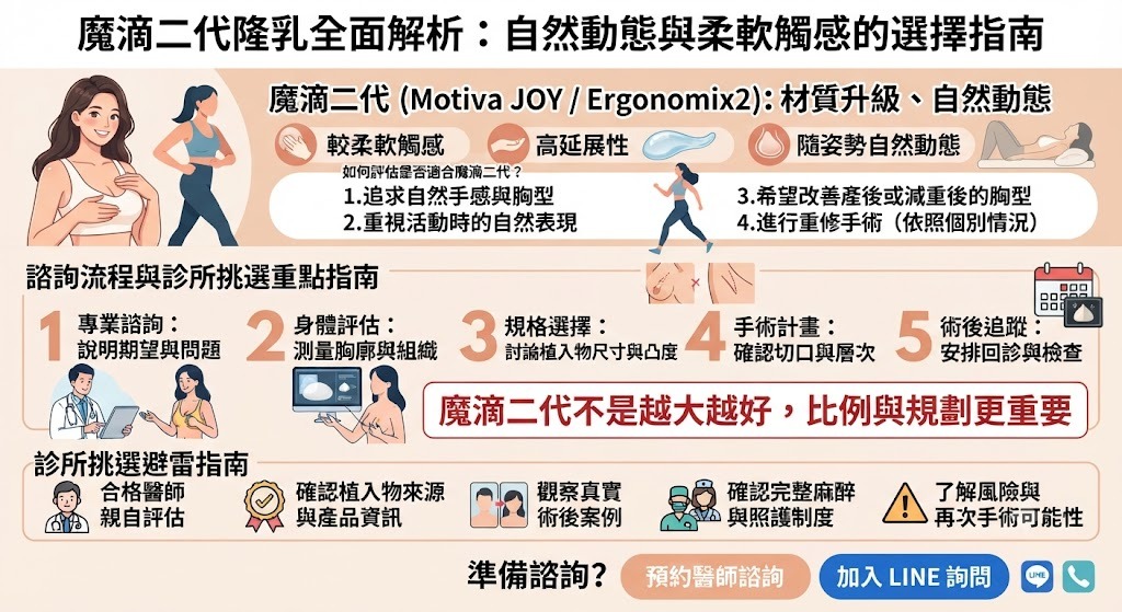 魔滴二代隆乳怎麼選?材質特色、諮詢流程、費用因素與診所挑選指南