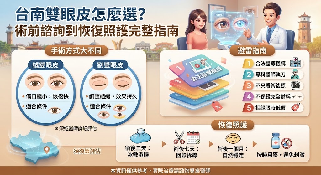台南雙眼皮怎麼選?從術前諮詢、手術方式到恢復照護完整整理