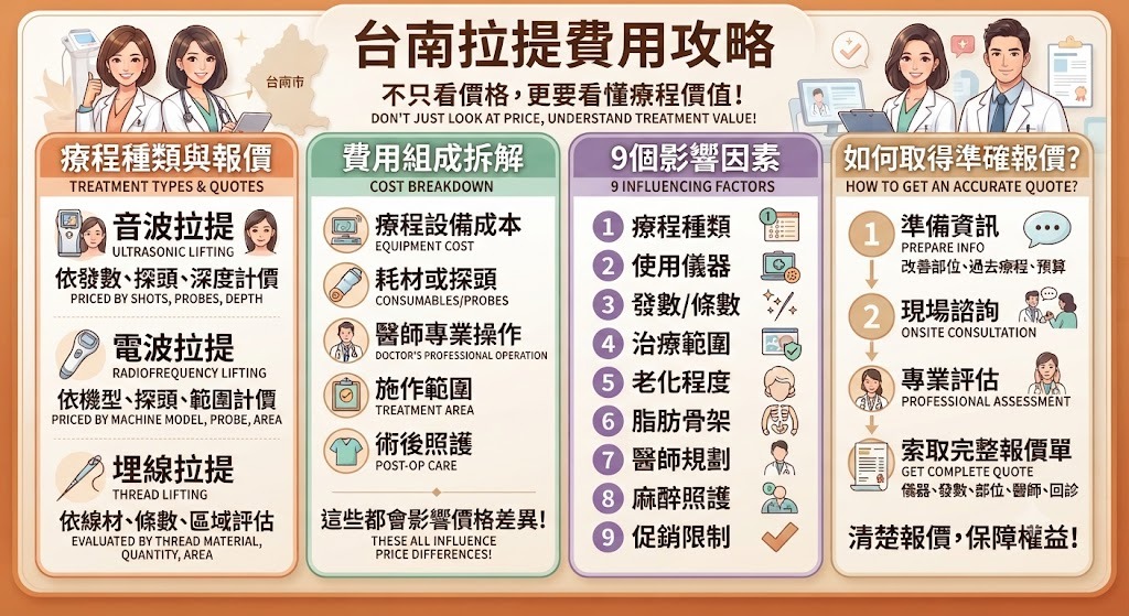 台南拉提費用怎麼算?音波、電波、埋線價格與報價重點解析