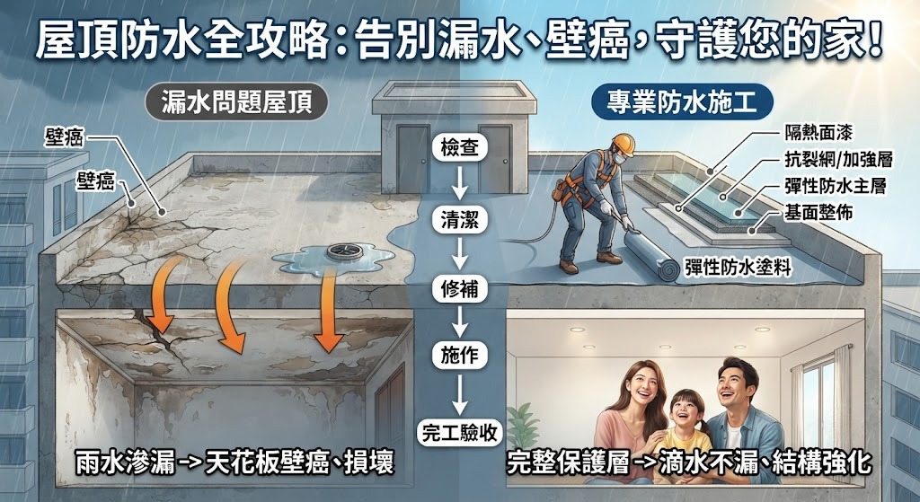 屋頂防水怎麼做？原因、施工流程與防水材料選擇指南