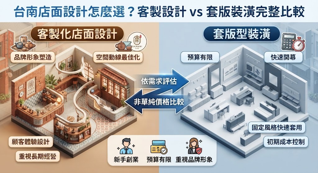 台南店面設計怎麼選?客製設計 vs 套版裝潢完整比較