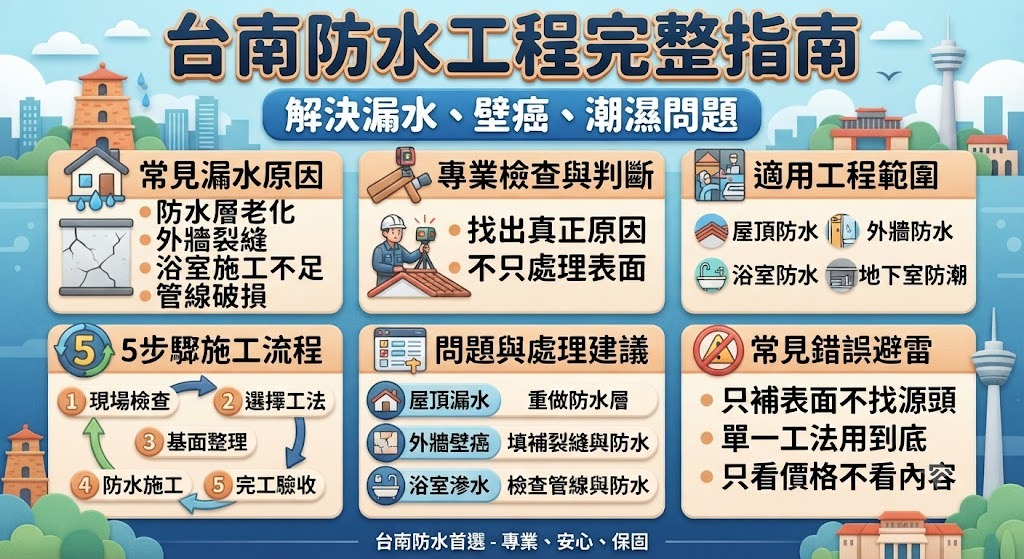 台南防水怎麼做?防漏工程、施工流程與選擇指南
