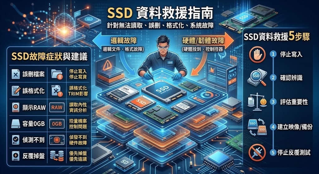 SSD資料救援怎麼做?故障判斷、救援流程與避雷完整指南