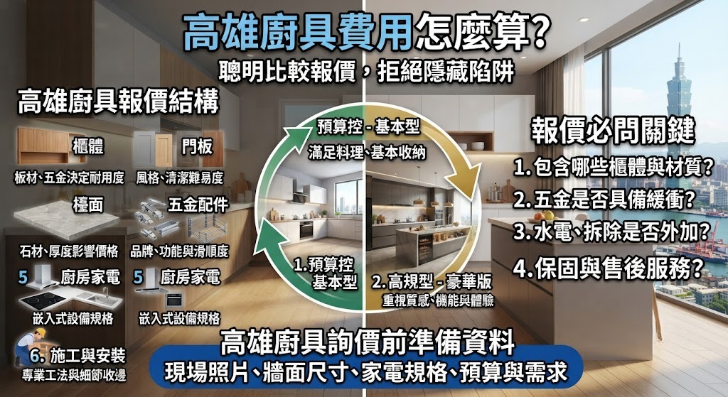 高雄廚具費用怎麼算?廚房規劃、材質、五金與報價單完整解析