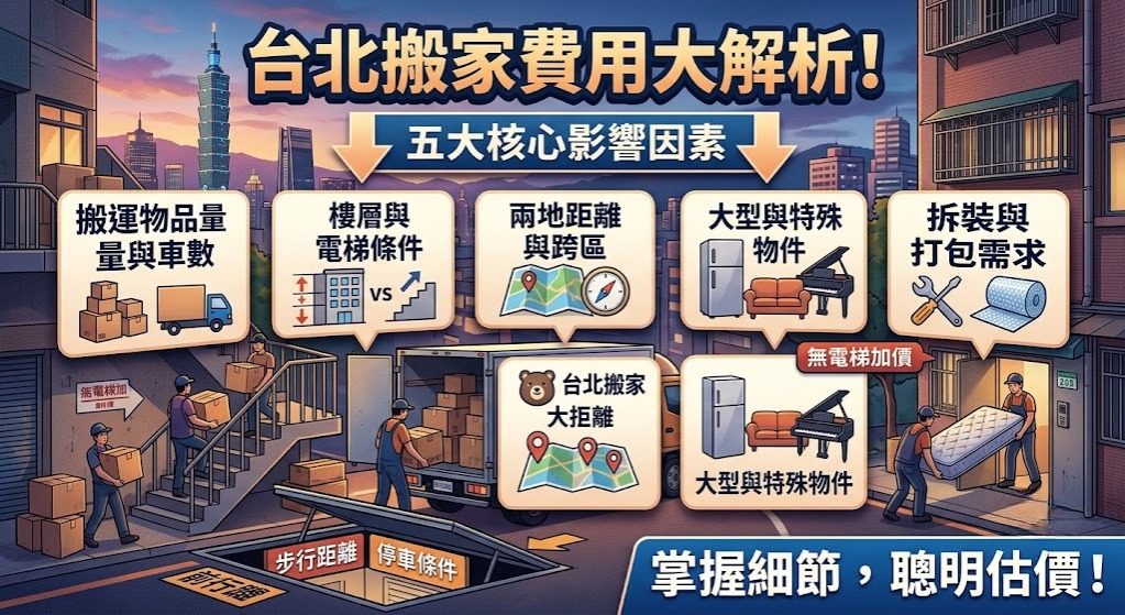 台北搬家費用怎麼算?一車多少錢、樓層加價與估價方式一次看