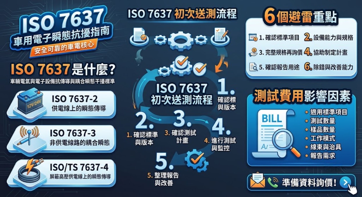 ISO 7637 是什麼？車用電子瞬態抗擾度測試、標準內容與送測指南