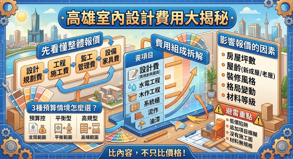 高雄室內設計費用怎麼算?設計費、裝潢報價、預算與避雷完整解析