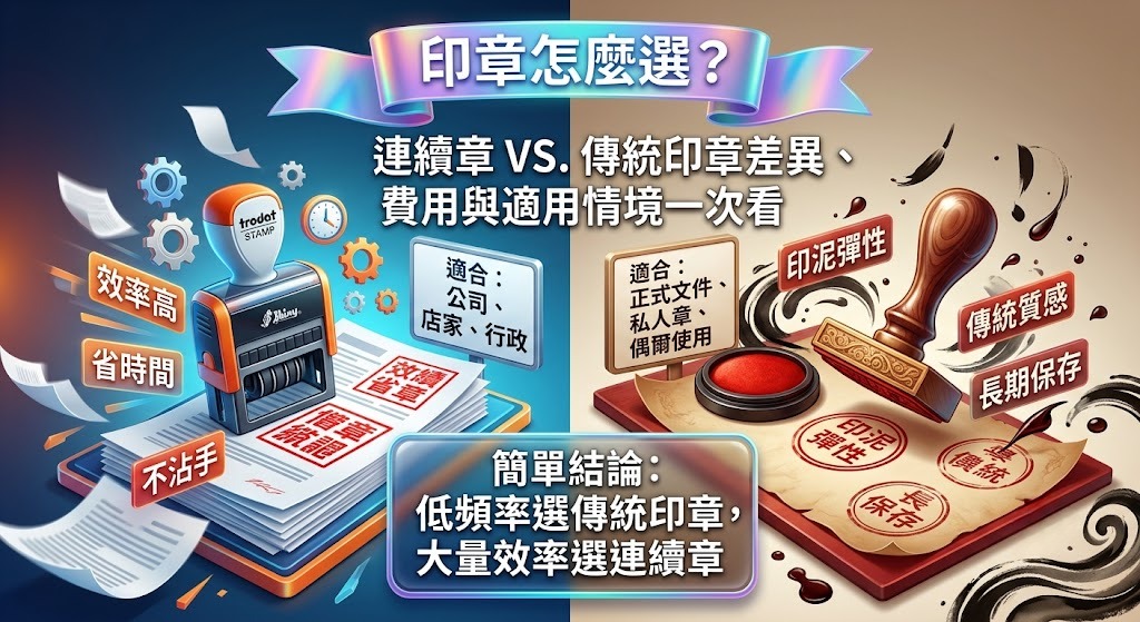 印章怎麼選？連續章 vs 傳統印章差異、費用與適用情境一次看
