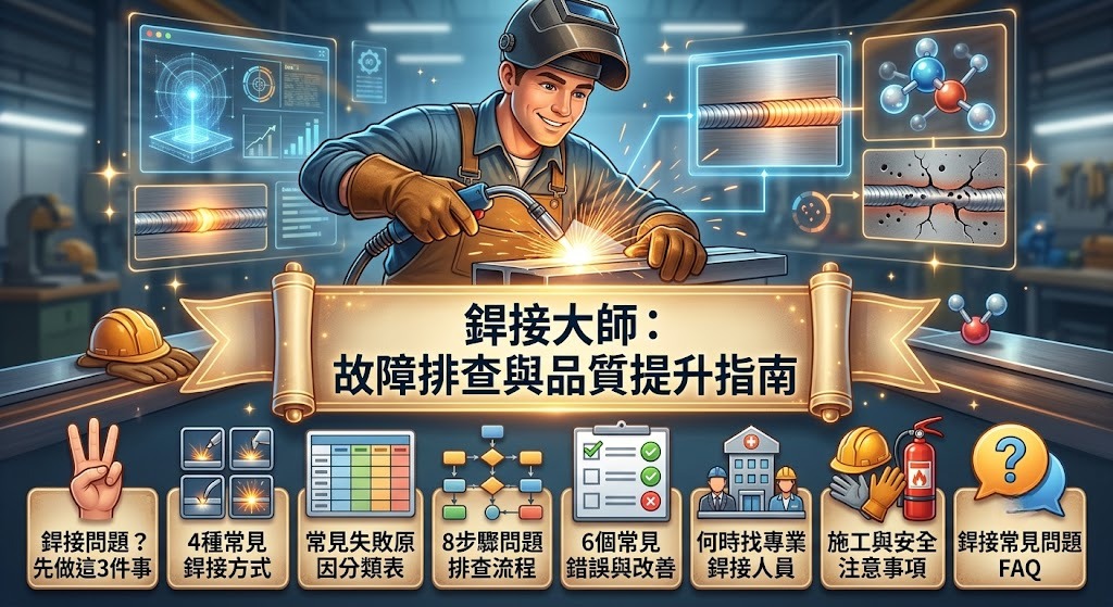 銲接出問題怎麼辦？氣孔、裂紋、燒穿與不牢原因及 8 步驟排查指南