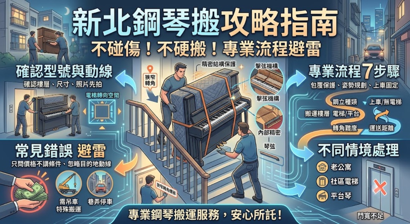 新北鋼琴搬運怎麼辦？搬運流程、費用影響與專業搬運注意事項