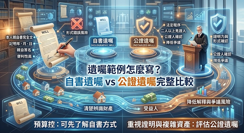 遺囑範例怎麼寫？自書遺囑 vs 公證遺囑完整比較