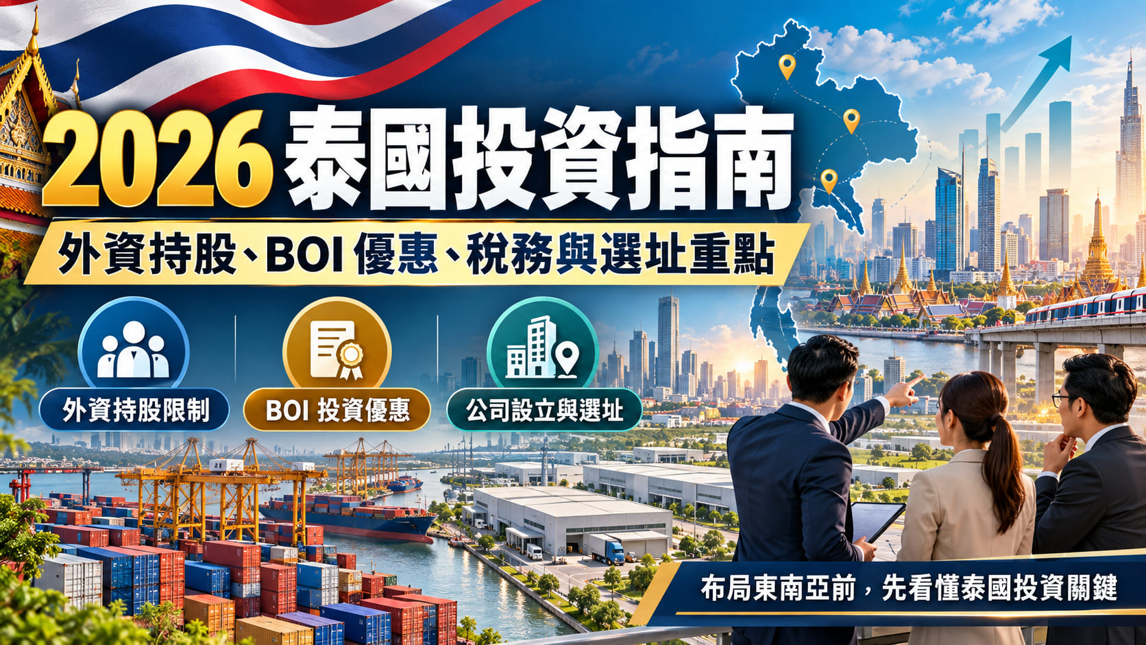 2026 泰國投資指南|外資持股、BOI 優惠、稅務與選址重點