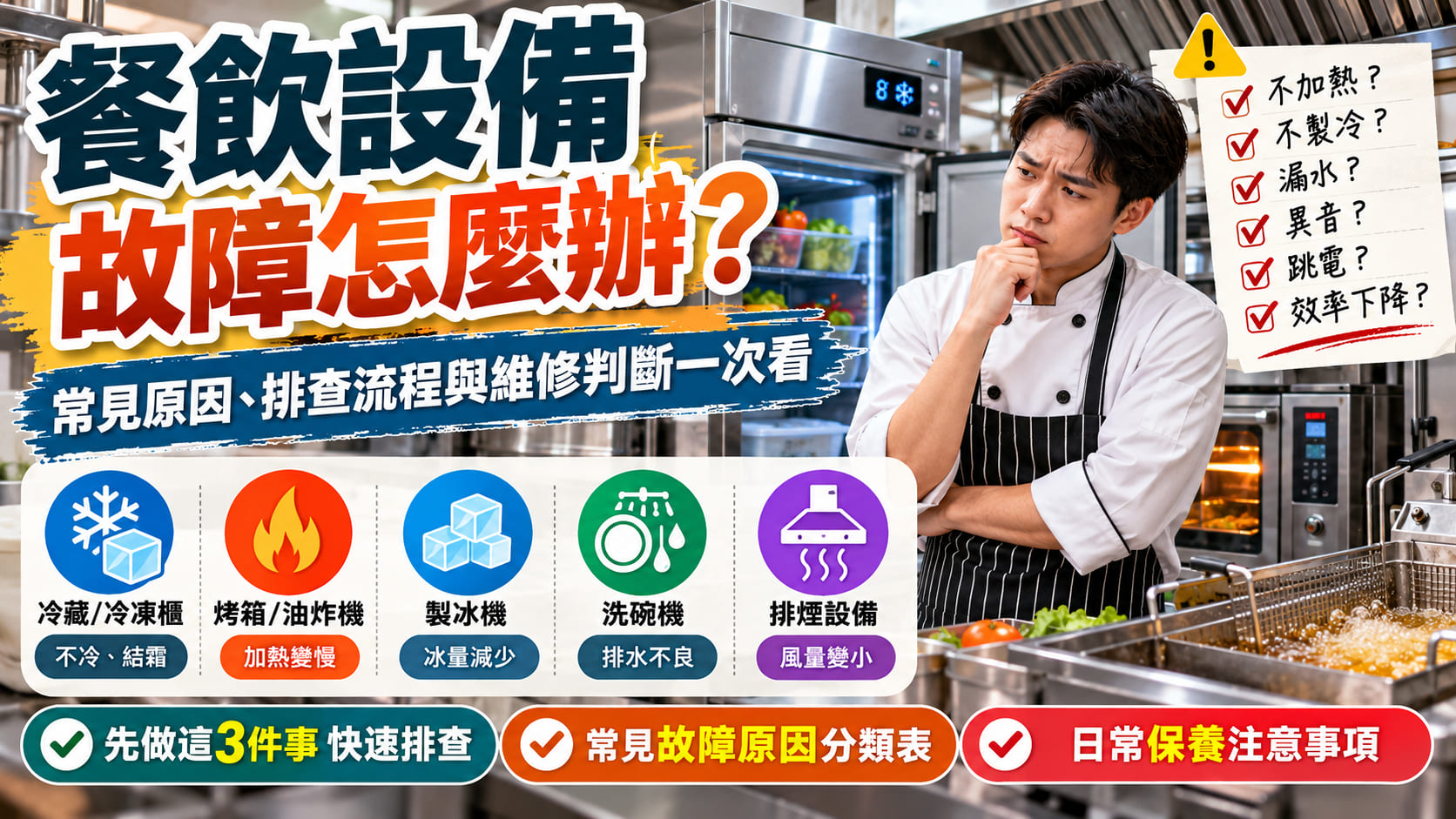 餐飲設備故障怎麼辦？常見原因、排查流程與維修判斷一次看