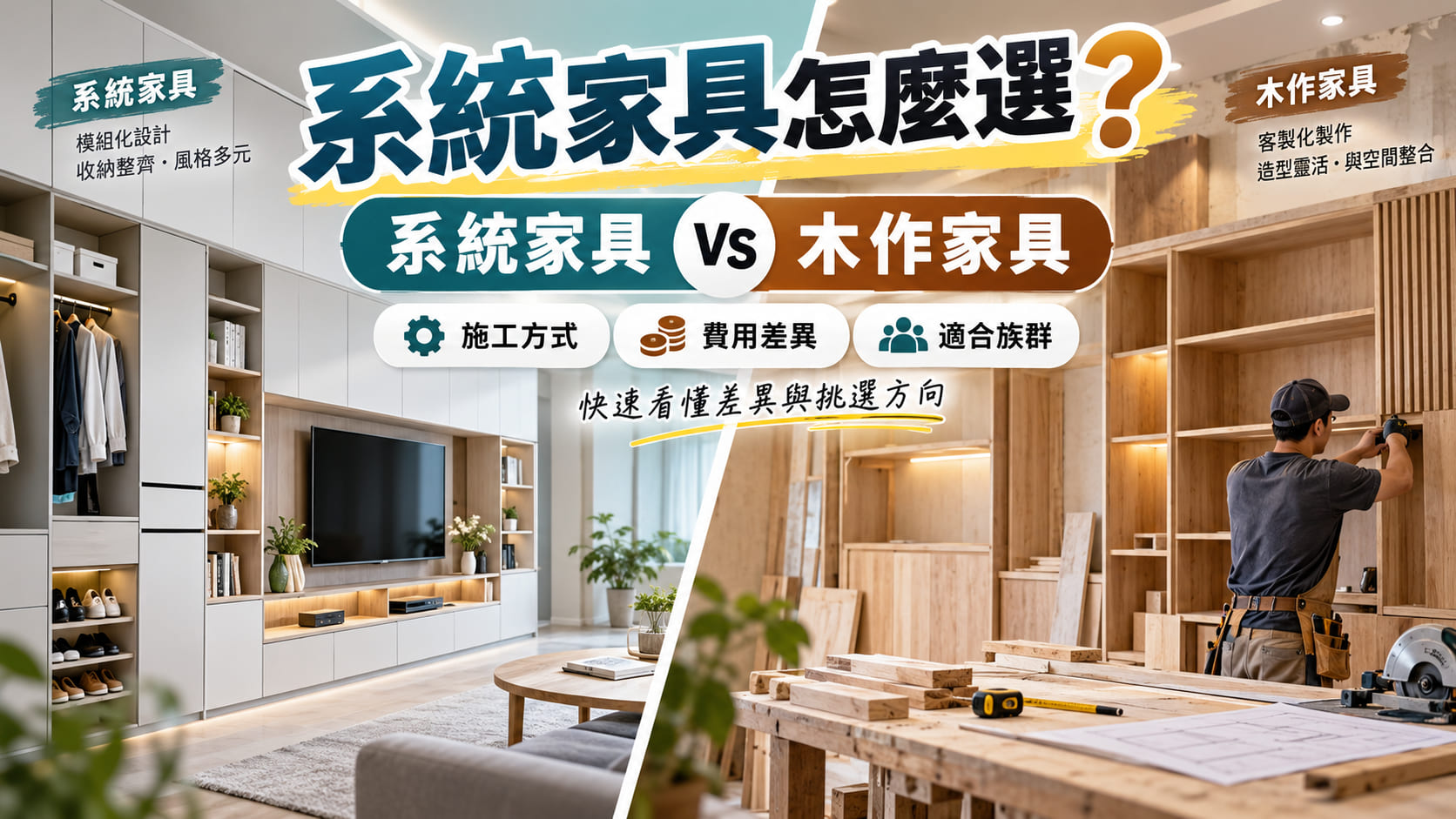 系統家具怎麼選?系統家具 vs 木作家具差異、費用與適合族群一次比較