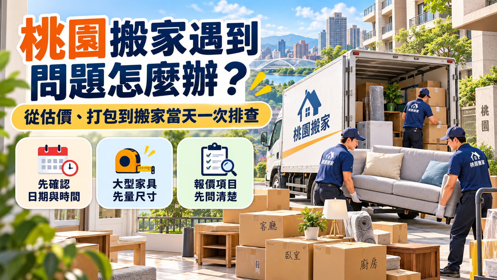 桃園搬家遇到問題怎麼辦?從估價、打包到搬家當天一次排查