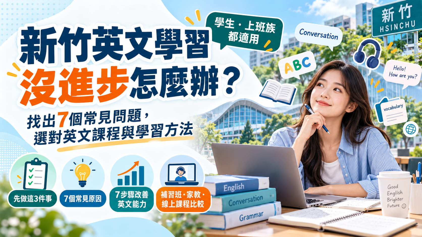 新竹英文學習沒進步怎麼辦?找出7個常見問題,選對英文課程與學習方法