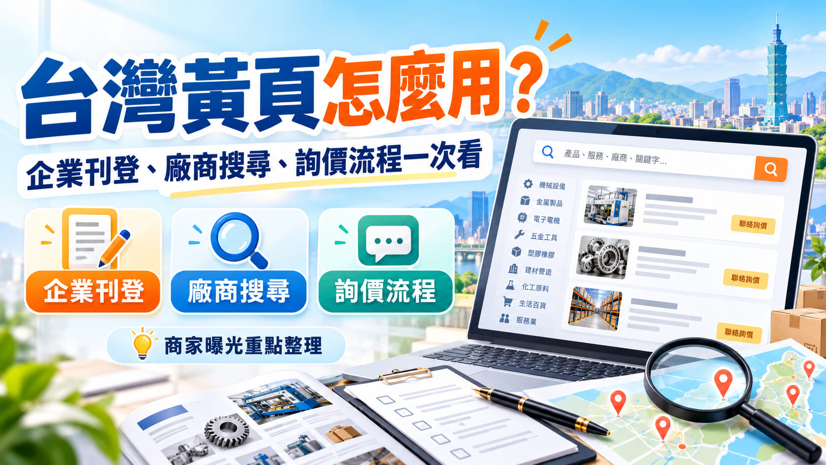 台灣黃頁怎麼用?企業刊登、廠商搜尋、詢價流程與商家曝光重點一次看