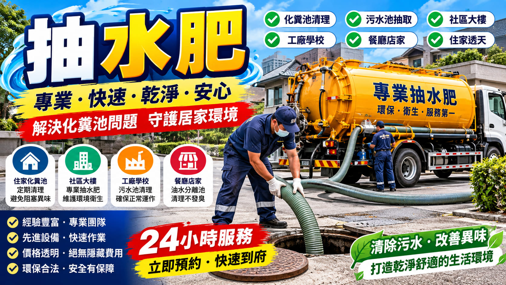 抽水肥怎麼選?定期抽水肥 vs 臨時抽水肥差異、費用、清理流程與適合族群完整比較